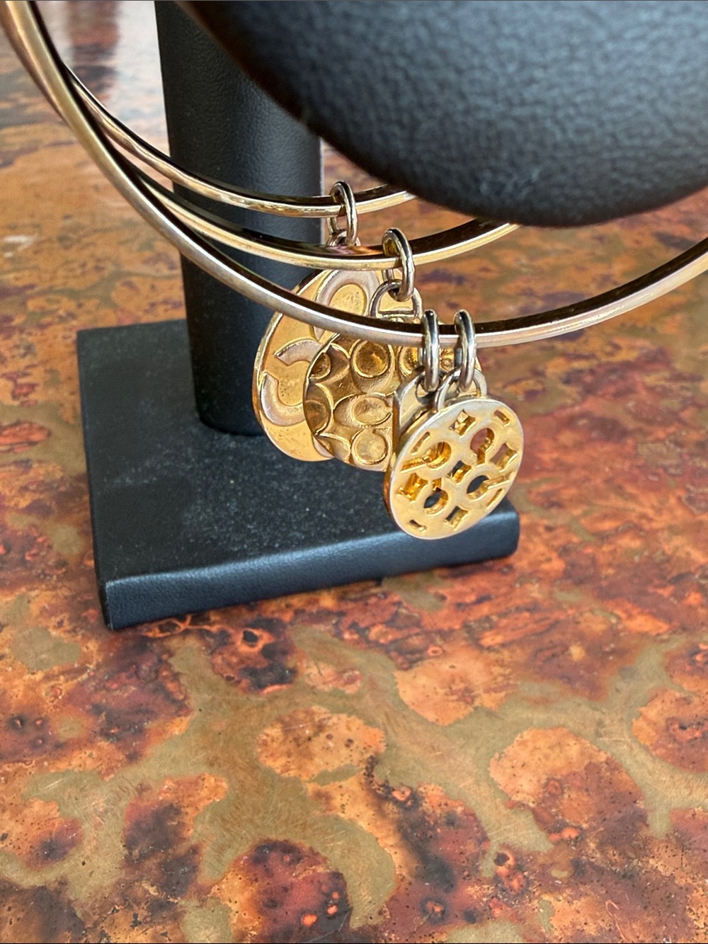 Coach Gold-Tone Charm Bangle Bracelets-Set of 3